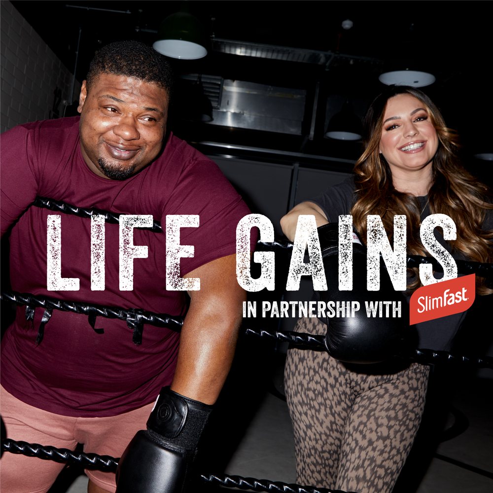 Life Gains podcast with Big Narstie and Kelly Brook in partnership with SlimFast